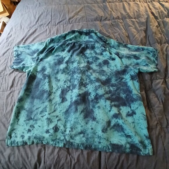 Black & Blues - Tie Dyed 100% Silk Camp Shirt - Picture 2 of 7